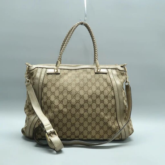 GUCCI Bella Brown Cloth Satchel 615-021425 - Picture 2 of 12
